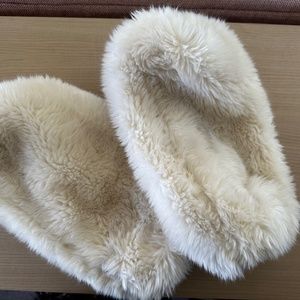 White furry leg warmers. Halloween costume.